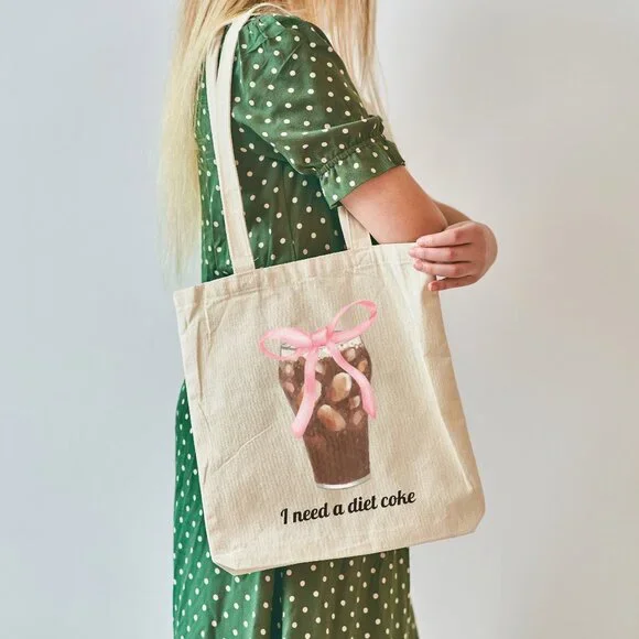 NWT! Diet Coke Tote Bag with Pink Coquette Bow - Picture 3 of 8
